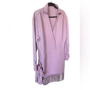 Purple Relaxed V-Neck Long Sleeve dress